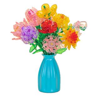 2025新款永生花积木玫瑰花束花瓶女孩拼装系列小颗粒儿童益智玩具