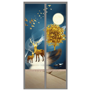 夏季门帘防蚊隐私通风不透人透风透光卧室纱门免打孔布艺遮光遮挡