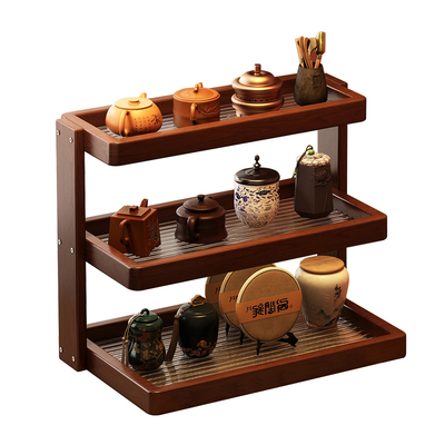 实木桌面博古架多层置物架