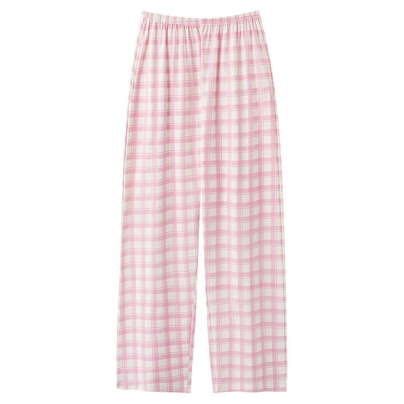 夏季纯棉女格子睡裤百搭休闲居家