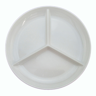 美日嘉宝密胺餐具酒店 三格圆盘 快餐盘子D116日式餐具塑料瓷盘