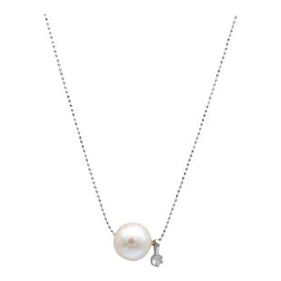 MISS HELEN简约颈链合成锆石项链女925银路路通生日礼物单颗珍珠