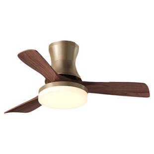 法式胡桃木中古风吊扇灯家用客厅电风扇餐厅复古一体卧室吊灯