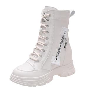 内增高中筒靴女小个子马丁靴女2025年新款春秋单靴英伦风瘦瘦短靴