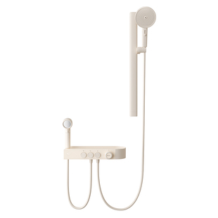 eoco卫浴音乐无顶喷花洒套装恒温家用淋浴沐浴花洒枪灰奶油风YY2