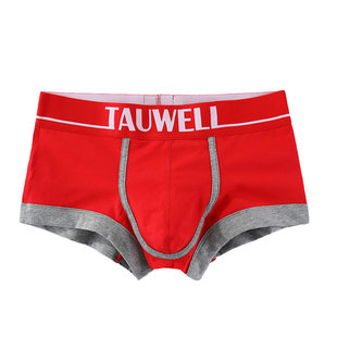 Tauwell/特为男士低腰紧身平角内裤青年性感透气裤头 红色本命年