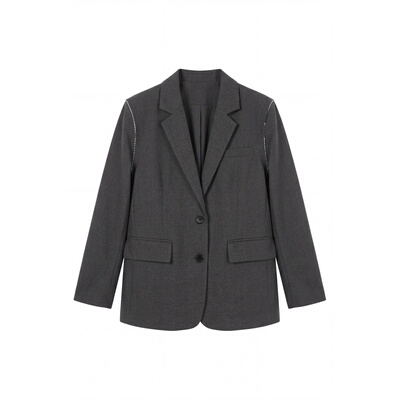 西装大廓型显瘦撕边撞色外套女