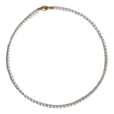 极光小米链近正圆天然淡水珍珠项链3mm4mm锁骨链s925纯银插棒扣