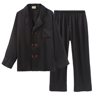 睡衣男冰丝高级感丝绸缎面长袖春秋季法式四季通用大码凉感家居服