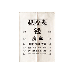 创意视力表门帘隔断帘布艺家用卧室儿童房遮挡布眼镜店半帘免打孔