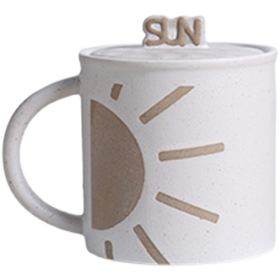 陶喜屋原创粗陶日月同辉情侣杯