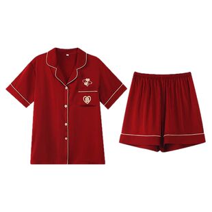 情侣睡衣红色冰丝2026夏季短袖女夏天结婚男本命年新婚家居服套装