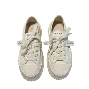 好穿厚底齿轮饼干鞋真皮系带小白鞋2026春新款休闲板鞋女学生女鞋