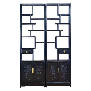 红木家具鸡翅木博古架实木中式客厅玄关多宝阁仿古隔断柜定制颜色