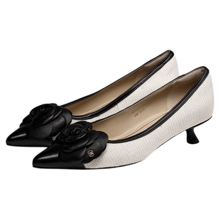 明星同款山茶花蹀愫小猫跟高跟鞋女单鞋TA54515-12