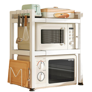 厨房微波炉置物架可伸缩家用双层烤箱架子台面桌面电饭煲收纳架子