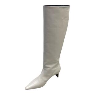 小池在首尔2024年东大门冬季高跟尖头不过膝女靴简约套筒气质长靴