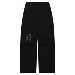 【免费改裤】WE11DONE男士阔腿中腰西式刺绣长裤休闲裤