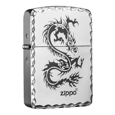 银色龙铜zippo复刻银色打火机