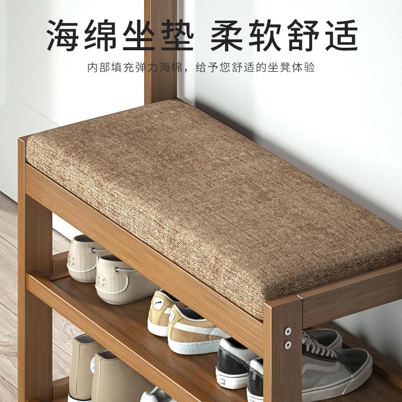 家用门口换鞋凳简易衣帽架一体收纳可坐鞋架楠竹置物鞋柜新款室内