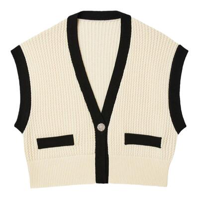 SANDRO罗纹薄针织马甲开衫