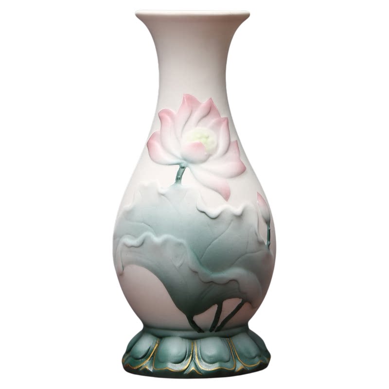 佛堂家用供奉陶瓷莲花瓶花瓶