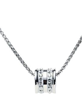 轻奢小众镶钻韩版钛钢情侣锁骨链