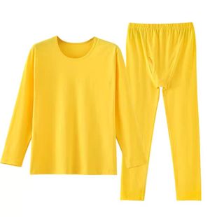 本命年黄色秋衣秋裤套装男士纯棉结婚打底内衣莱卡棉背心内裤袜子