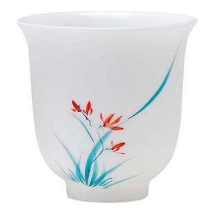 德化素烧羊脂玉主人杯猪油白瓷单杯功夫茶杯个人专用陶瓷品茗杯