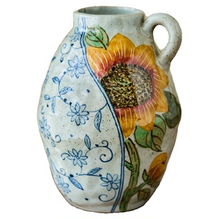 景德镇陶瓷青花瓷花瓶客厅插花水培中古风鸢尾花复古中式美学摆件