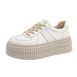 厚底德训鞋女2025春季新款真皮软底百搭小白鞋配裙子休闲运动板鞋