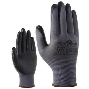 代尔塔丁腈涂层氨纶混纺针织劳保工作防护手套舒适点塑款透气耐磨