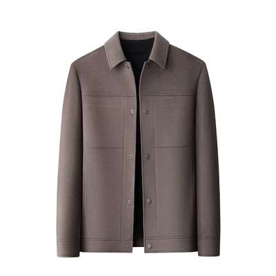 时尚休闲翻领纯羊毛呢子夹克