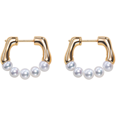 南珠宫925银淡水珍珠耳环强光泽近圆职场通勤百搭C-CJE098SD-J