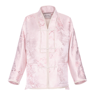 花木深盘扣中式棉服女宋制改良汉服冬装新款棉袄外套国风提花棉衣