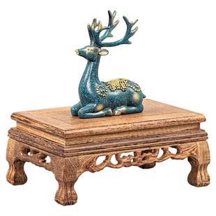 鸡翅木底座复古工艺品佛像长方形实木质奇石石头摆件木质增高托架