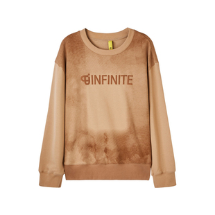 U/TI咖色复古脏脏包卫衣女时尚水洗渐变休闲上衣尤缇时尚秋季新款