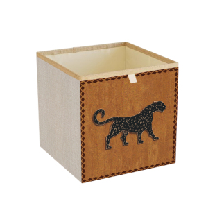 中古风家用皮革收纳箱复古储物棉麻布艺格子柜折叠玩具衣服收纳筐