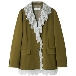 LILY BROWN2026早春新品复古蕾丝拼接口袋V领西装外套LWFJ261017