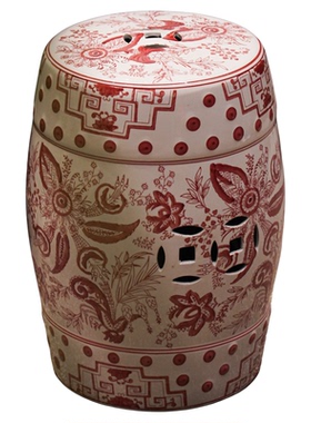 【本尼家】中式釉里红东方鼓凳陶瓷墩国风客厅边几换鞋凳花架