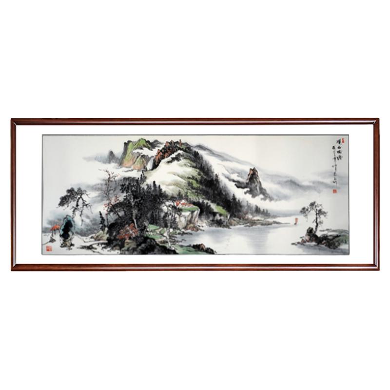 手绘国画山水画客厅装饰画名家手写真迹玄关背景挂画办公室茶室
