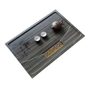 天然石材嵌入式茶盘面板定制茶台乌金石简约家用小号功夫茶海托盘