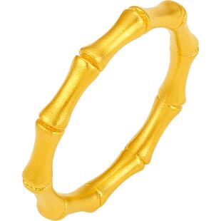 周六福黄金戒指女款计价足金竹节指环沙面戒手饰送女友新年礼物