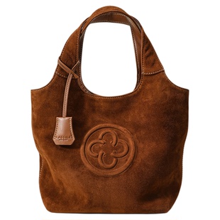 卡思乐女包MINI马甲软糯绒面羊皮棕色手提斜挎包冬慵懒小托特包