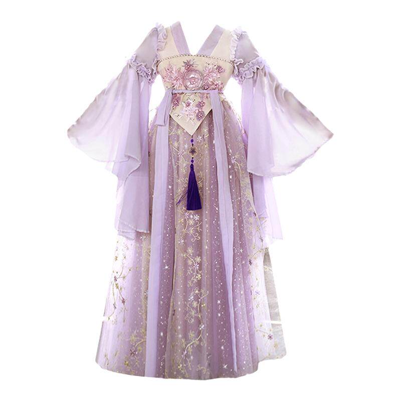 国风汉服女童2025新款仙气儿童古风唐装连衣裙紫色超仙古装高端秋