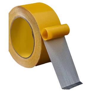 黄膜强力布基双面胶高粘度婚庆酒店固定地毯胶防水耐高温地板革拼接不留痕粘贴墙纸气球透明无痕网格双面胶带