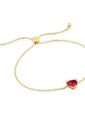 【新品】TOUS/桃丝熊Garden Of Love 银镀18K金合成红宝石手链