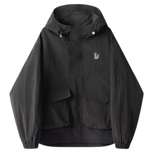 【限时清仓】威廉福克斯宽松半门襟机能风套头夹克防风外套男