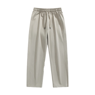 男士卡其色裤子男款美式秋冬简约休闲裤直筒宽松2026新款长裤百搭