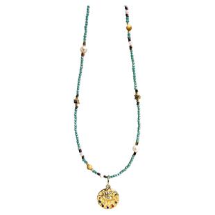 法式小众淡水珍珠项链女天河石串珠锁骨链轻奢新款钛钢彩色天然石